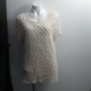 Cream top with mesh size 1X
